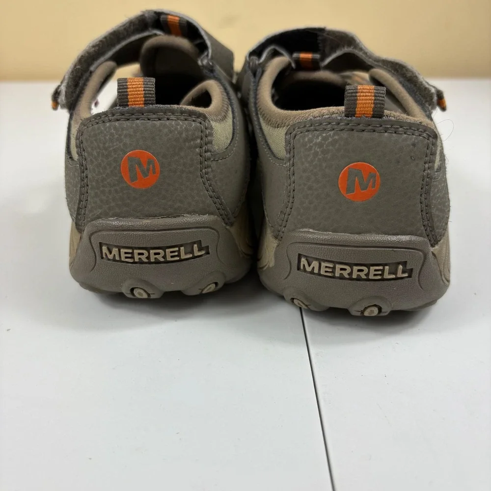 Merrell Kids Outdoor Sport Sandals Brown Orange Size 4 Hook Loop